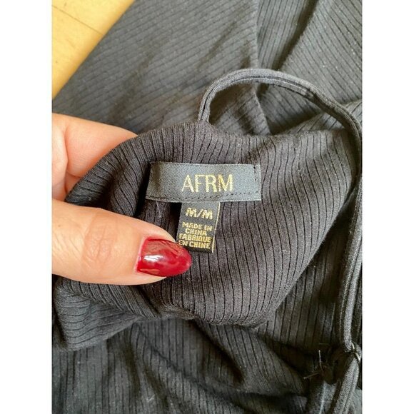 AFRM Bnwot Womens "Hara" T-Back Black Ribbed Bodysuit Sz Medium - Picture 6 of 7